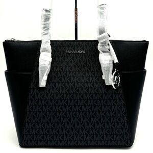 Michael Kors Large Charlotte Tote Bag Black Signature